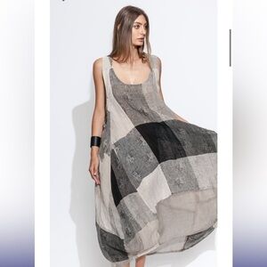 1124 BANANA BLUE Australian made linen maxi dress | side large